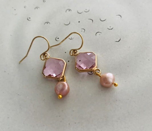 Audrey Diamond Pearl Rose Earrings