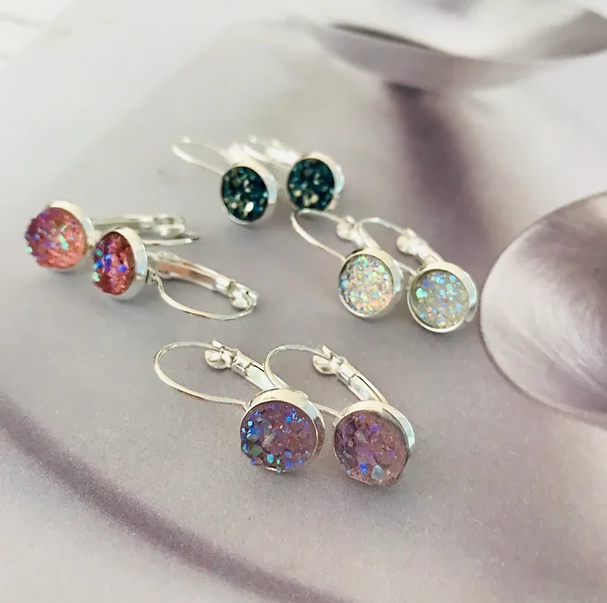 Druzy 8mm Drop Earrings