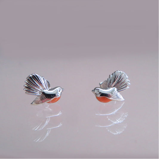 Fantail Stud Earrings with Enamel