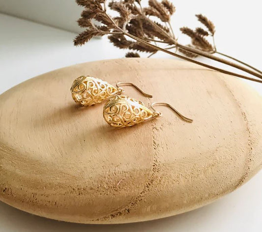 Golden Filigree Bulb Earrings