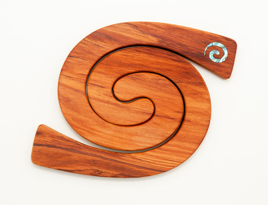 Rimu or Kauri Tablemat 2 in 1 - Paua Koru