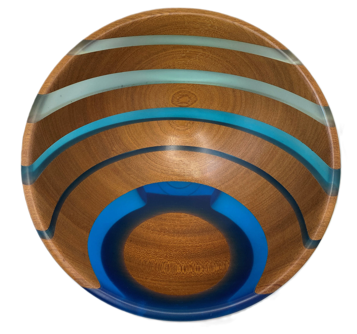 Mahogany Bowl With Inset Blue Resin