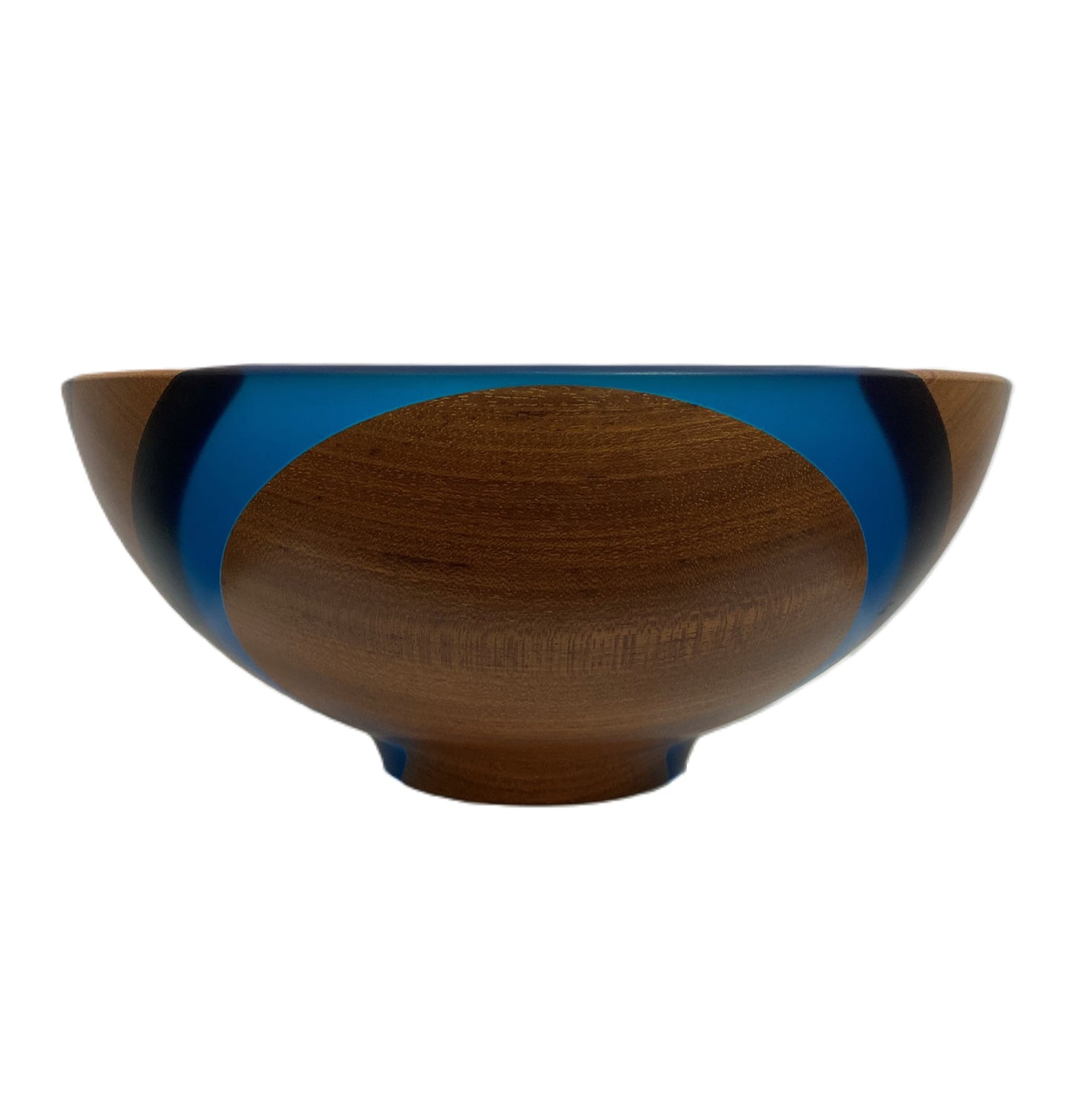 Mahogany Bowl With Inset Blue Resin