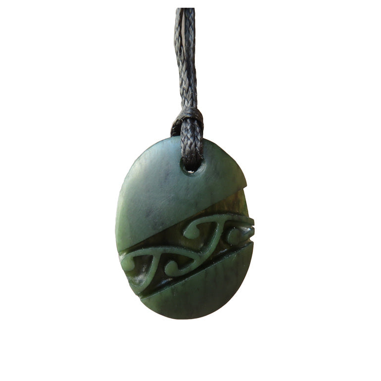 Oval Greenstone with Pattern