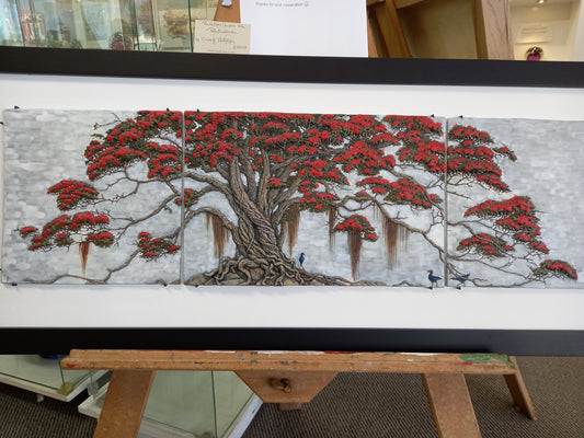 Pukekos Under the Pohutukawa